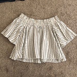 Smocked Off Shoulder Crop Top
